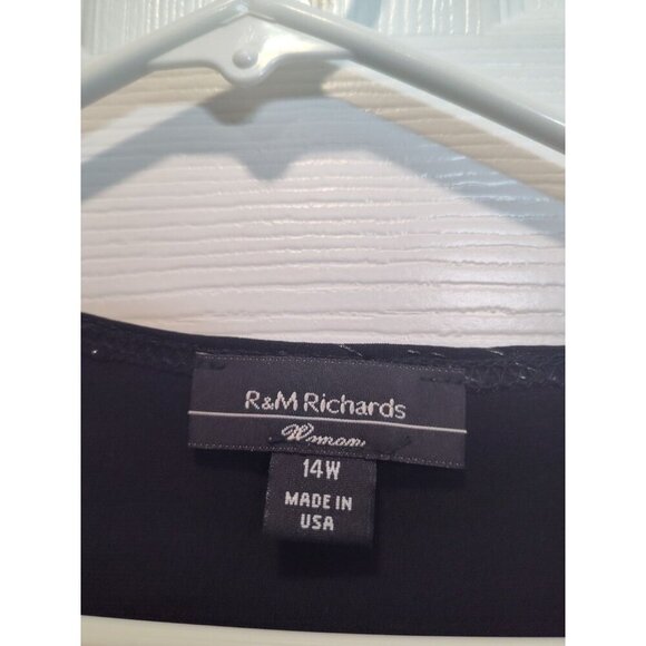 Vtg R&M Richards Woman Top Plus Size 14W Black Sequin Rhinestone Cocktail Blouse - Picture 2 of 10